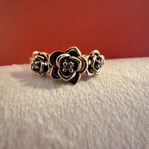 10kt Gold Ring - tiny roses and Bangle Bracelet
